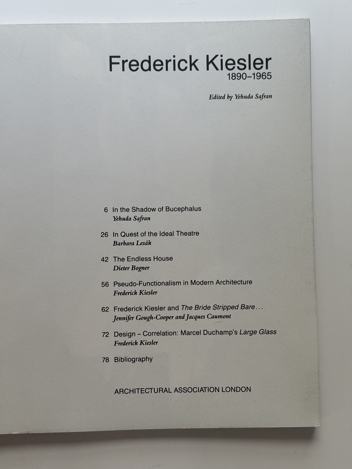 Frederick Kiesler (1890-1965) Catalogue Softcover Yehuda Safran; Dieter Bogner
