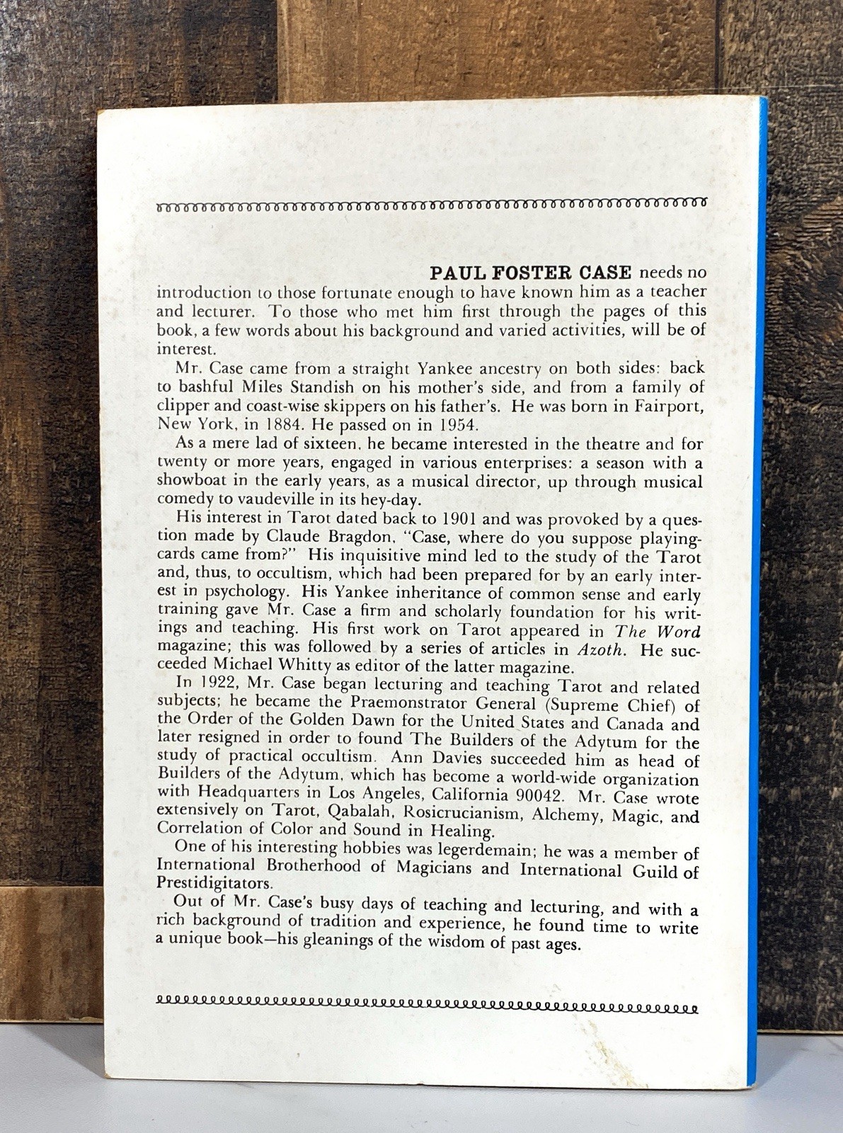 The Tarot: A Key To The Wisdom Of The Ages by Paul Foster Case 1975 Paperback