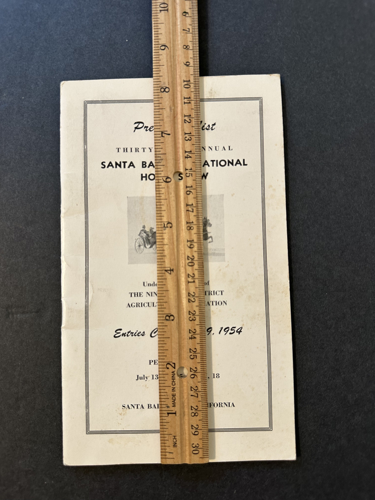 1954 Santa Barbara National Horse Show list entry guide 35th booklet horses 19th