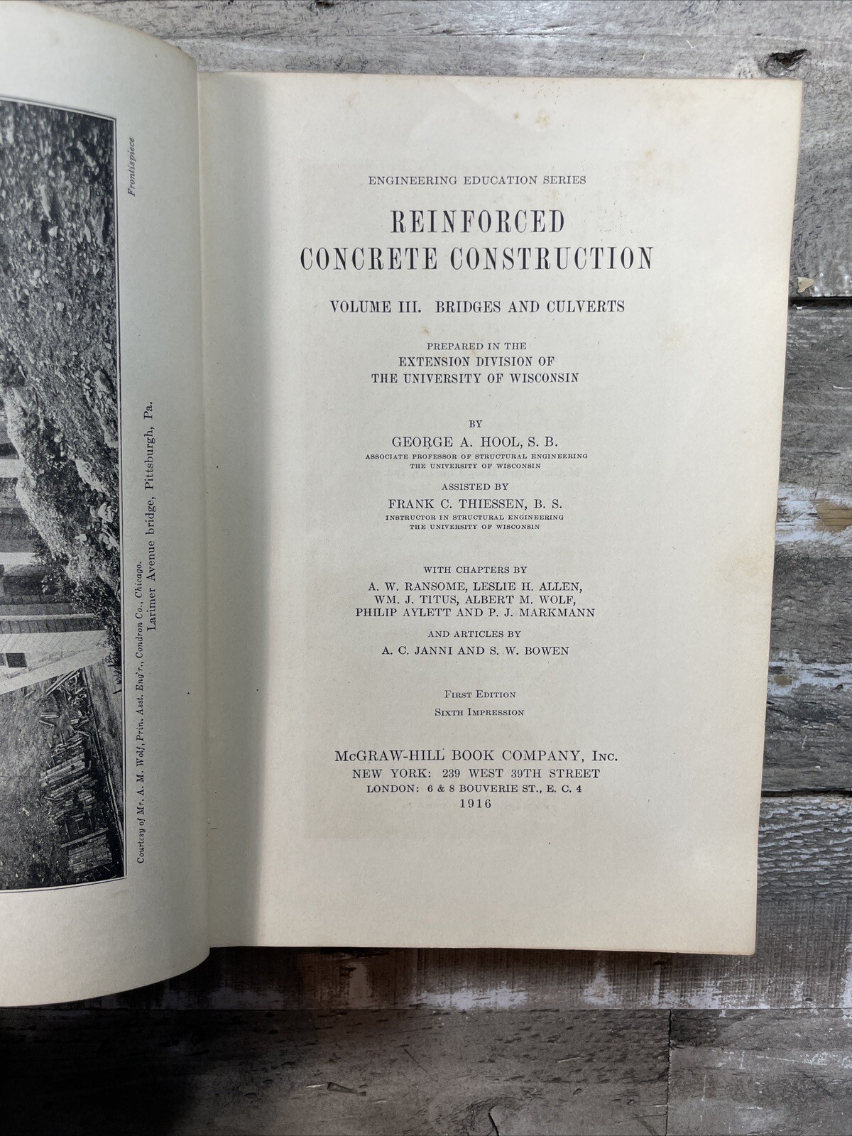 1916 Antique Engineering Guide „Reinforced Concrete Construction“ Illustrated