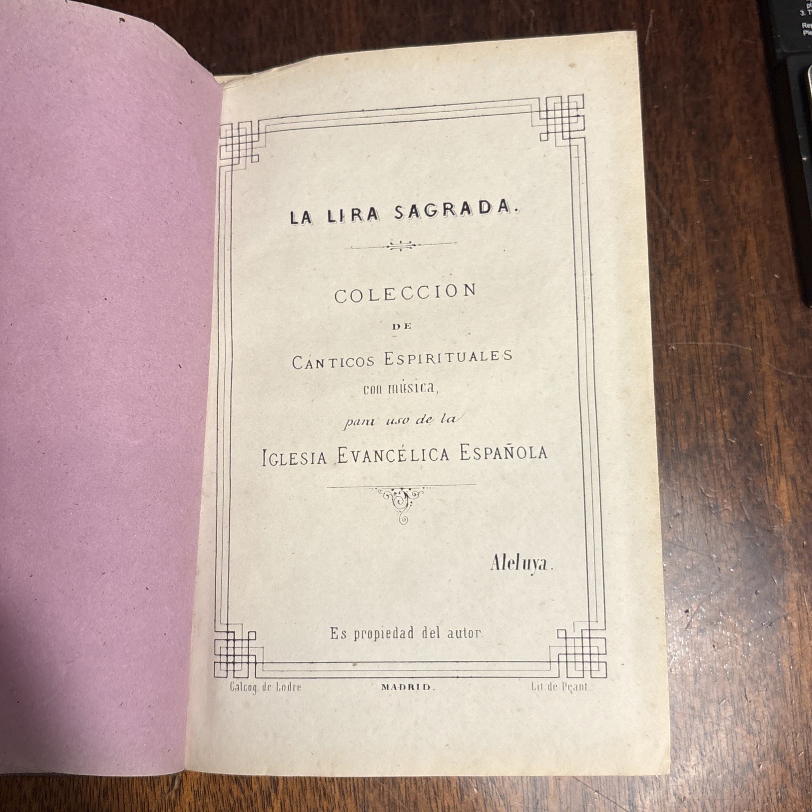 Antique La Lira Sagrada Spanish Evangelical Hymnal Madrid Music Book