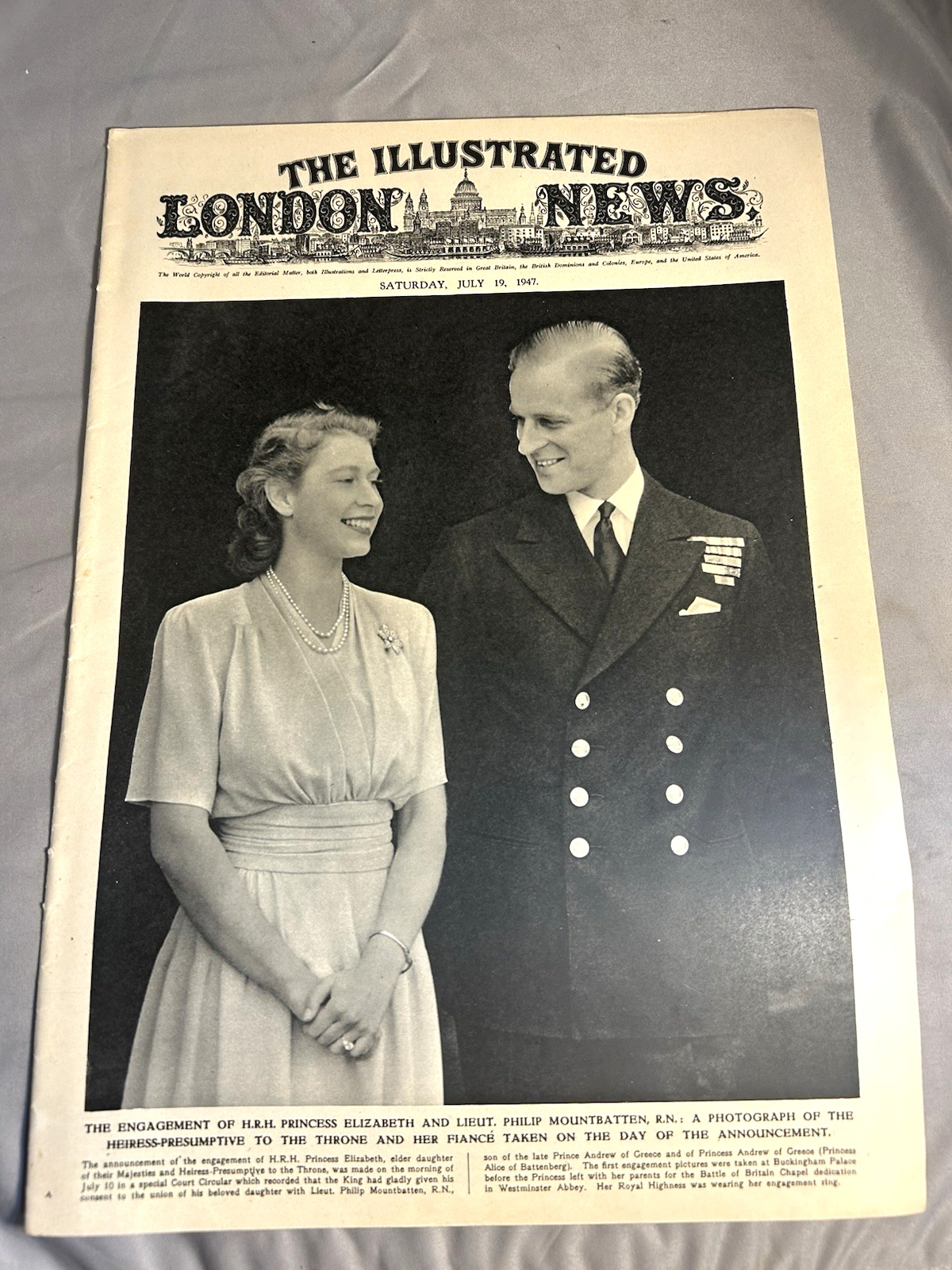 The Illustrated London News July 19 1947 Engagement Elizabeth and Philp