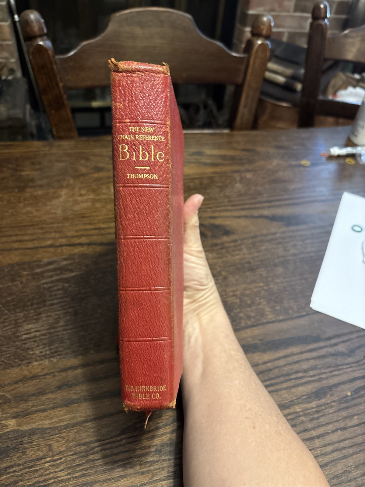 The New Chain Reference Bible Thompson B.B. Kirkbride Red Leather 1957 VINTAGE