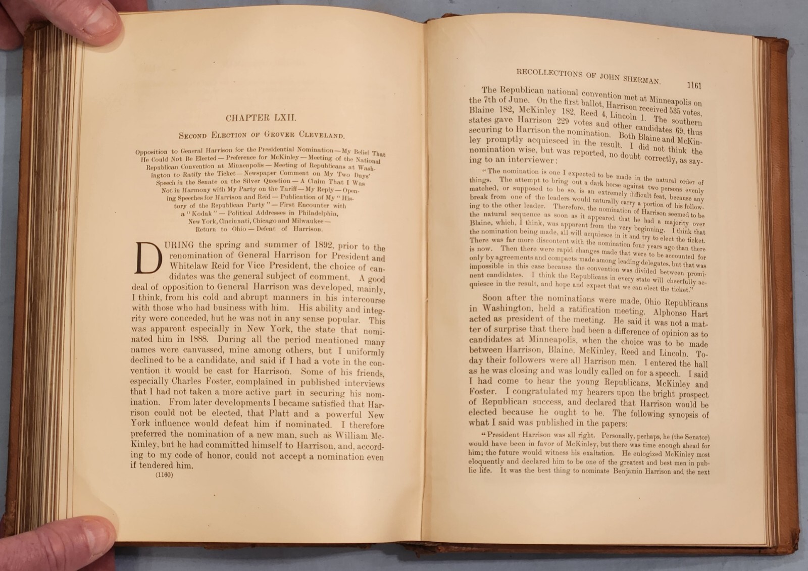 John Sherman’s Recollections of Forty Years in the House and Senate. Leather.