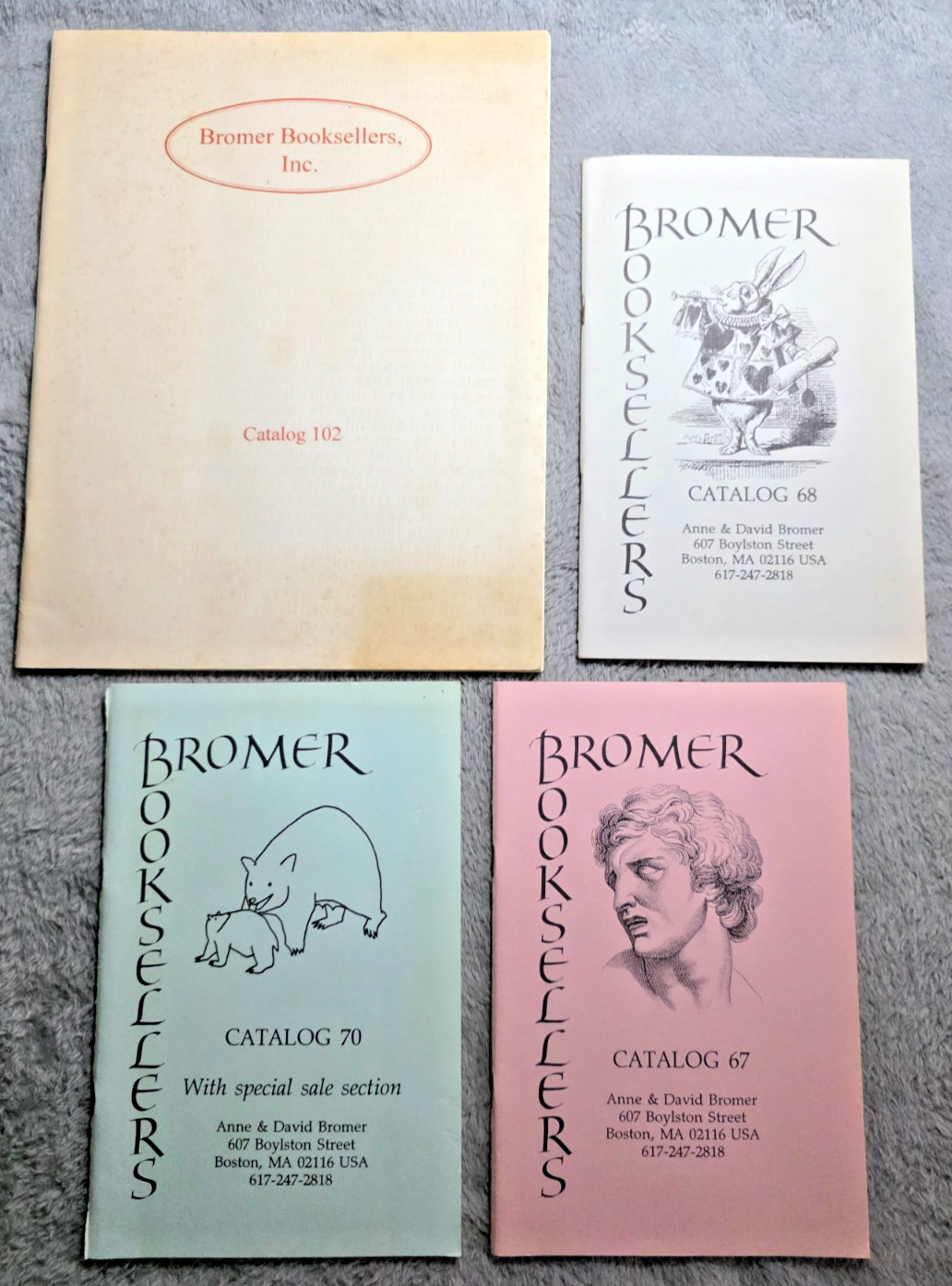 Bromer Booksellers Catalogs 67 68 70 102 LOT of 4 ~ Antiquarian Dealer 1991-1992