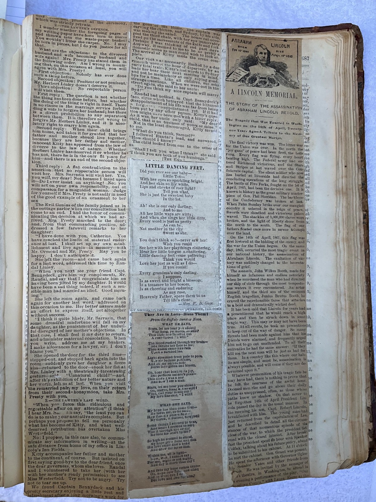 Antique Vintage 1870 Law Book w 1870-1880s Subscription Stories Pasted -Altered