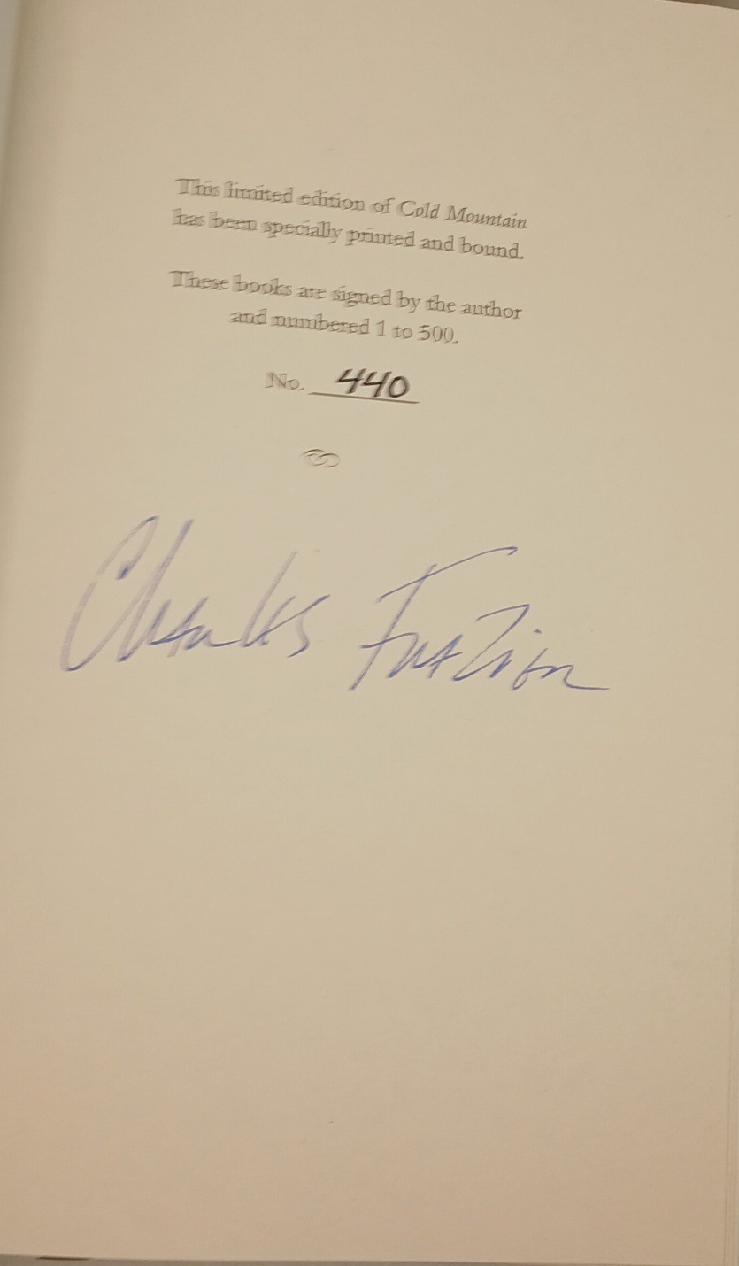 Charles Frazier Cold Mountain Signed Numbered Edition