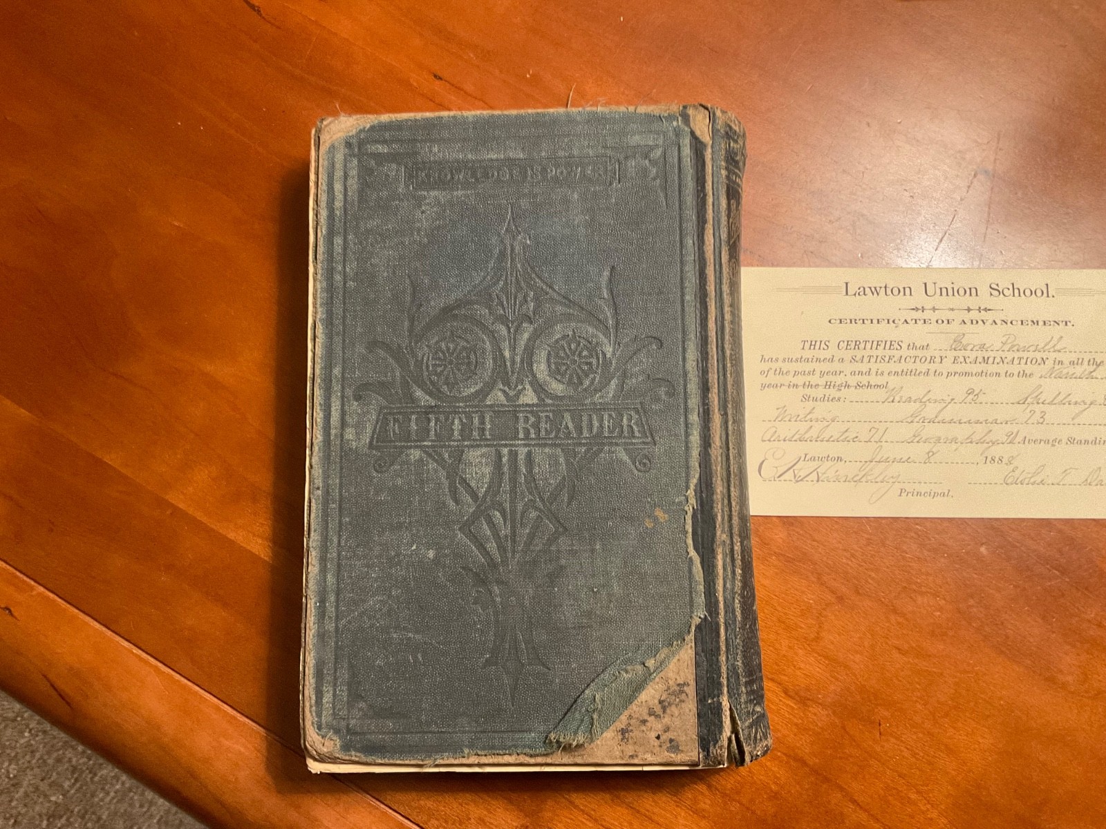 1875 THE GRADED SCHOOL FIFTH READER – T W HARVEY Lawton, Michigan w/1888 Cert!