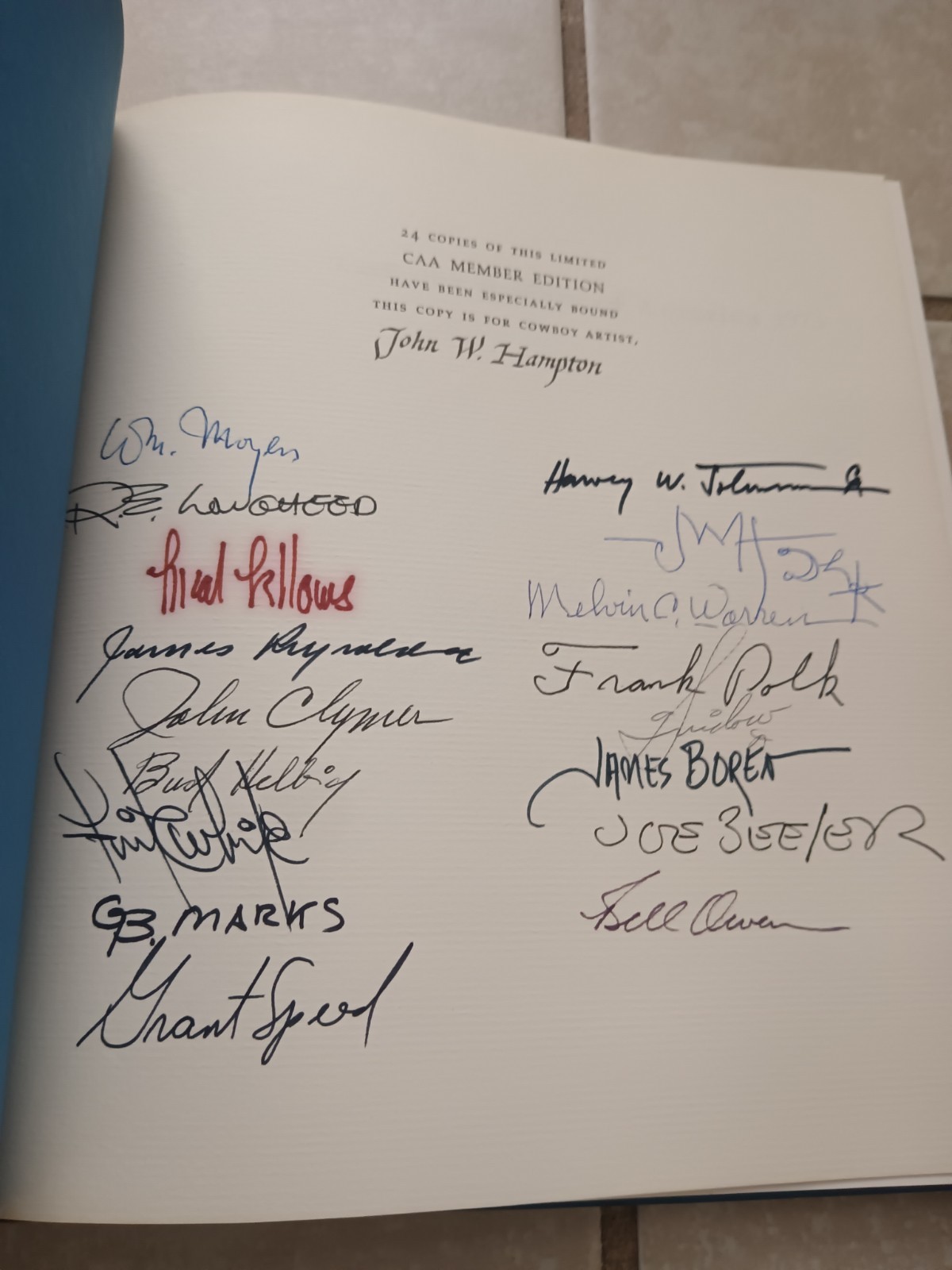 1975 Cowboy Artists Of America Signed Exhibition Book Member Copy 17 Signatures