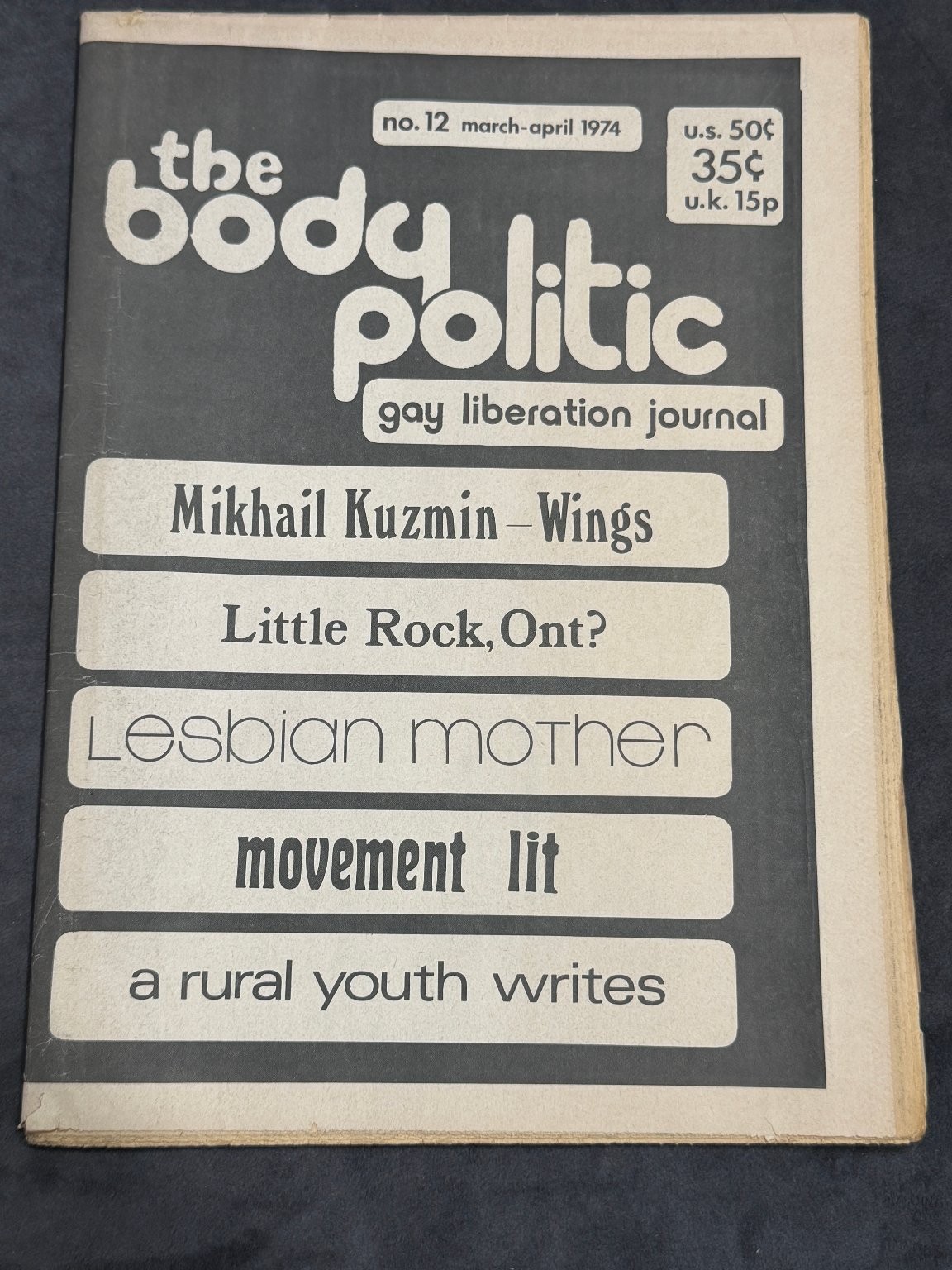 The Body Politic No. 12 March-April 1974 Gay Liberation Journal Magazine