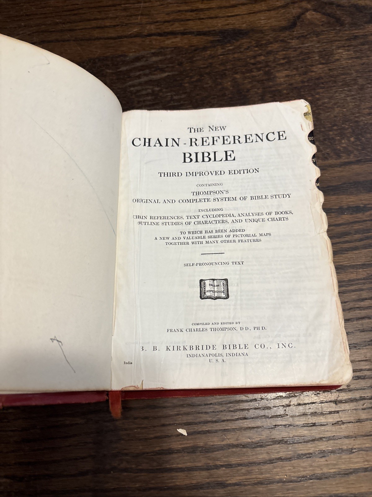 The New Chain Reference Bible Thompson B.B. Kirkbride Red Leather 1957 VINTAGE