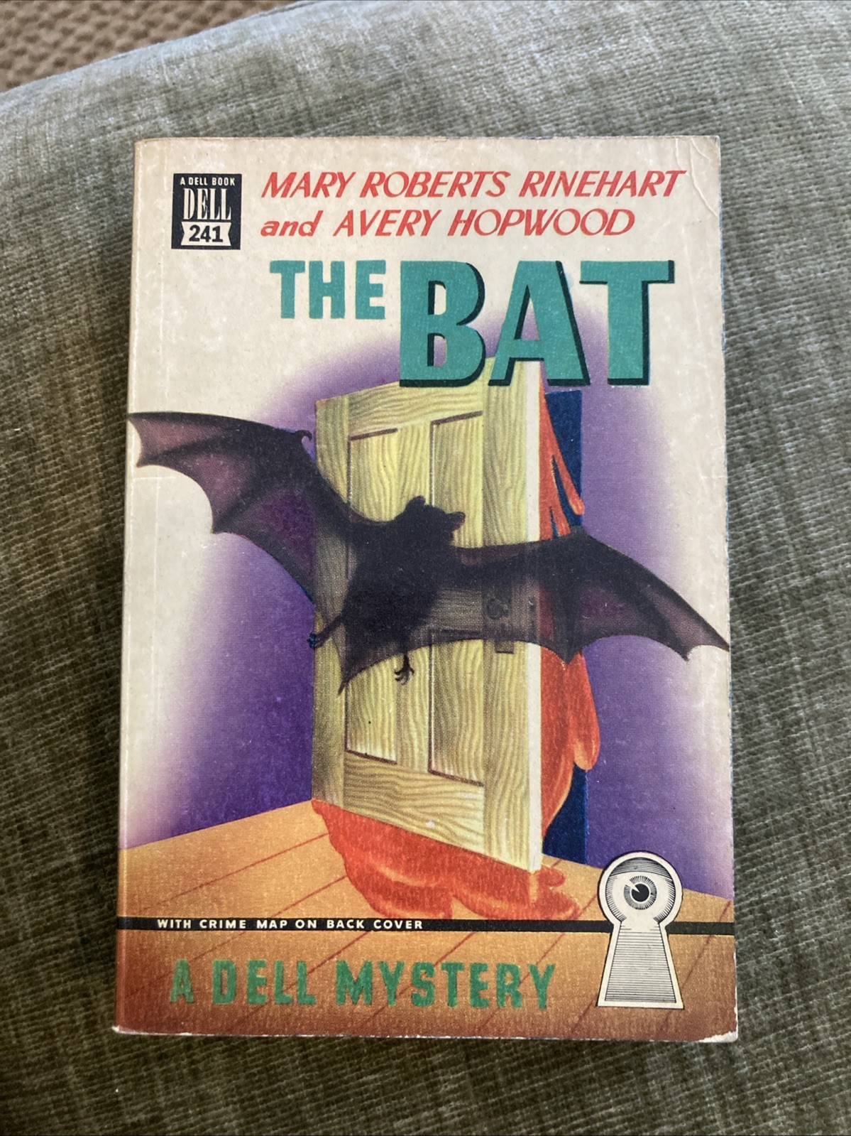 Crime Vintage Pb, The Bat by Rinehart, Dell Mapback 241, 1944?, NVG+