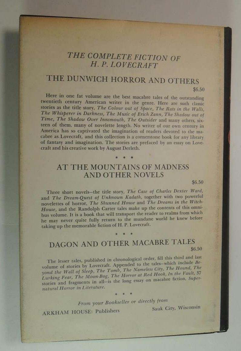 TALES OF THE CTHULHU MYTHOS H P LOVECRAFT & OTHERS 1969 ARKHAM HOUSE FIRST ED DJ