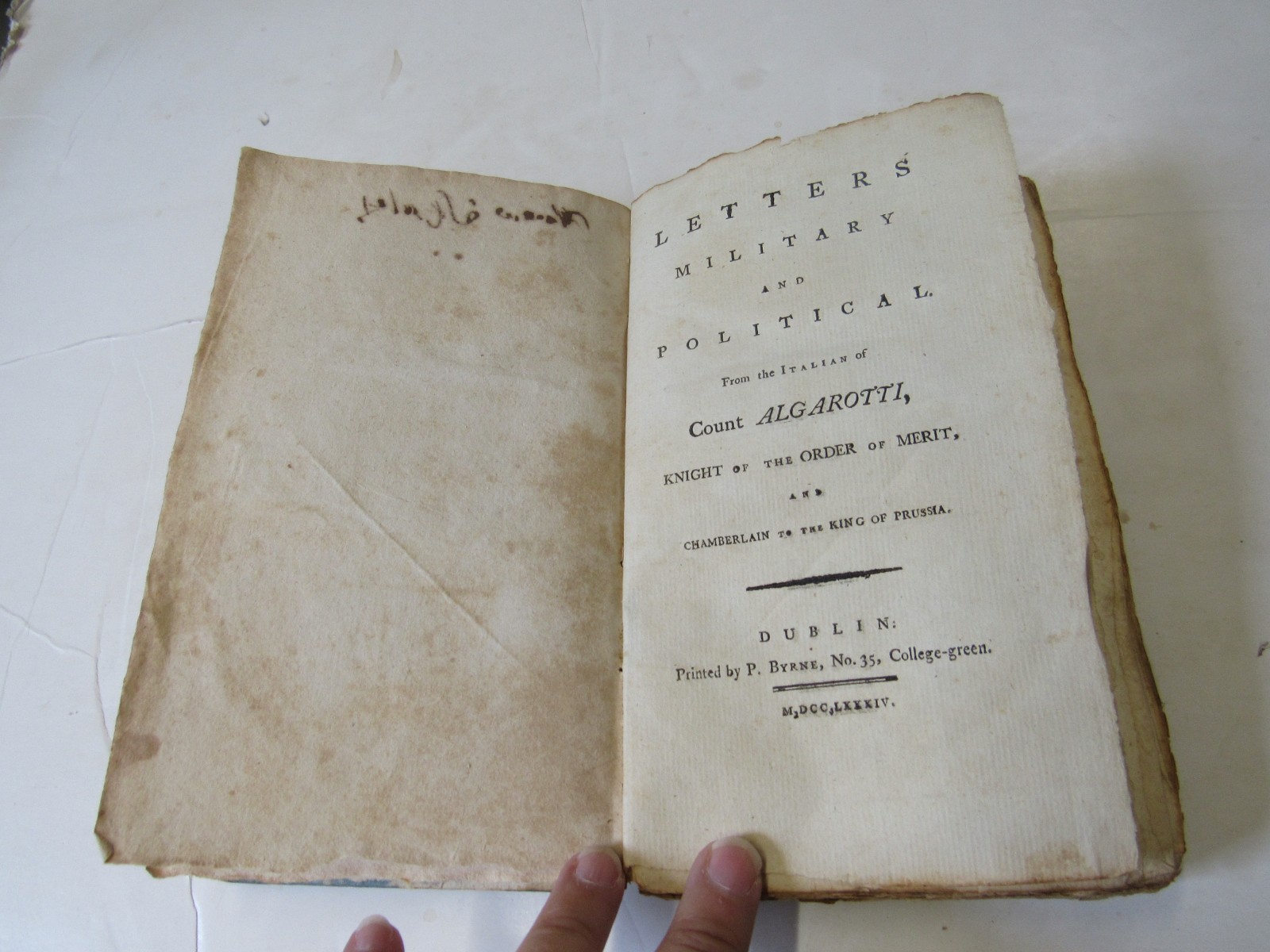 1784 Letters Military and Political From the Italian of Count Algarotti