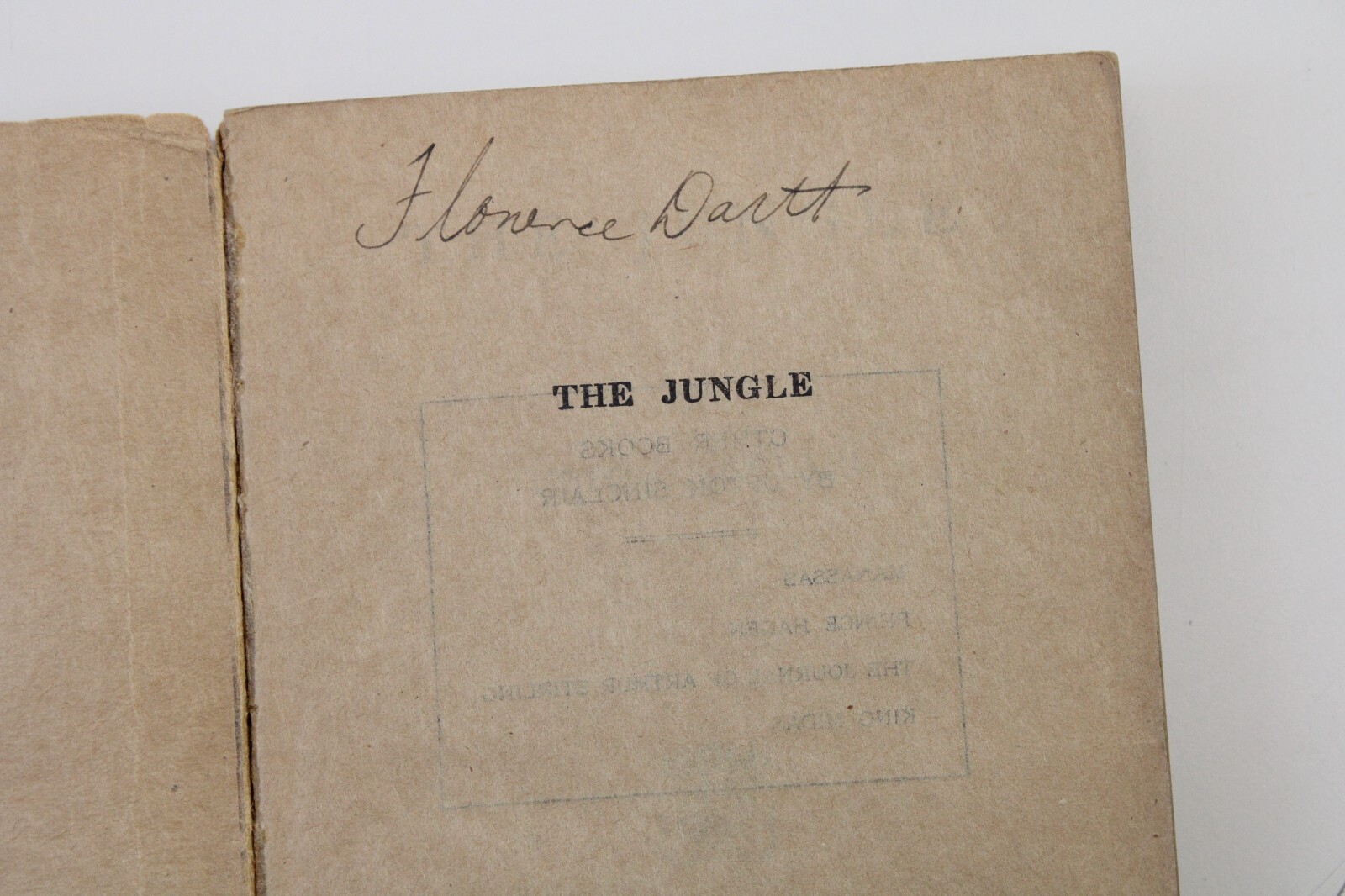 The Jungle 1920 Upton Sinclair Author’s Private Print Published Upton Sinclair