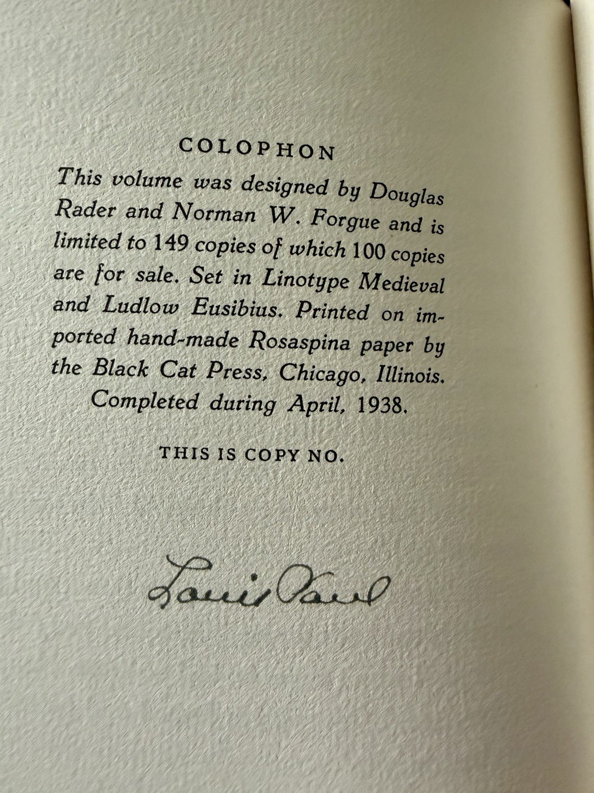 The Man Who Left Home Signed Louis Paul 1938 Black Cat Press Limited 149 HC