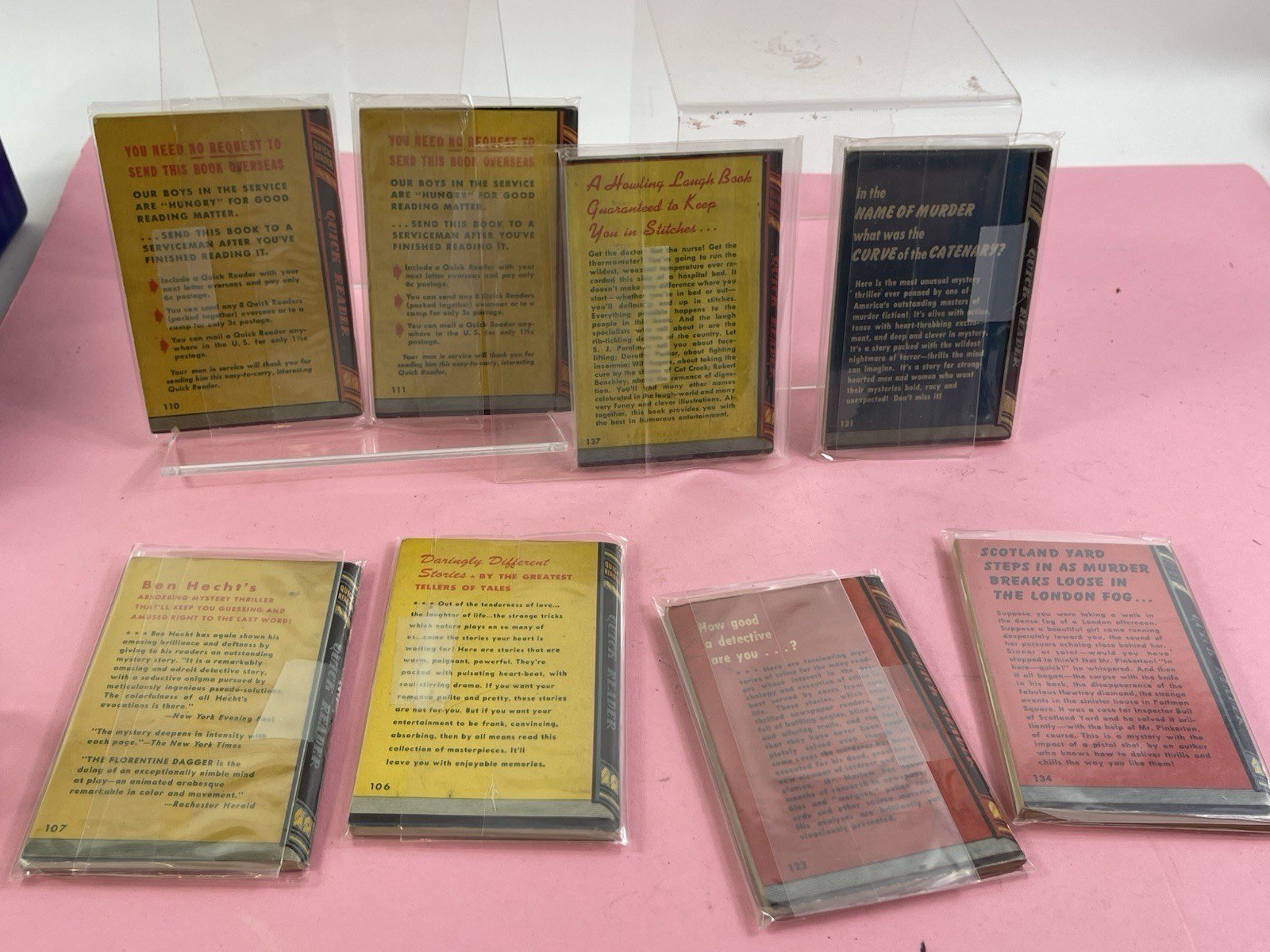 8 Book Lot „Quick Reader“ mini-books 1940’s Very Good Condition