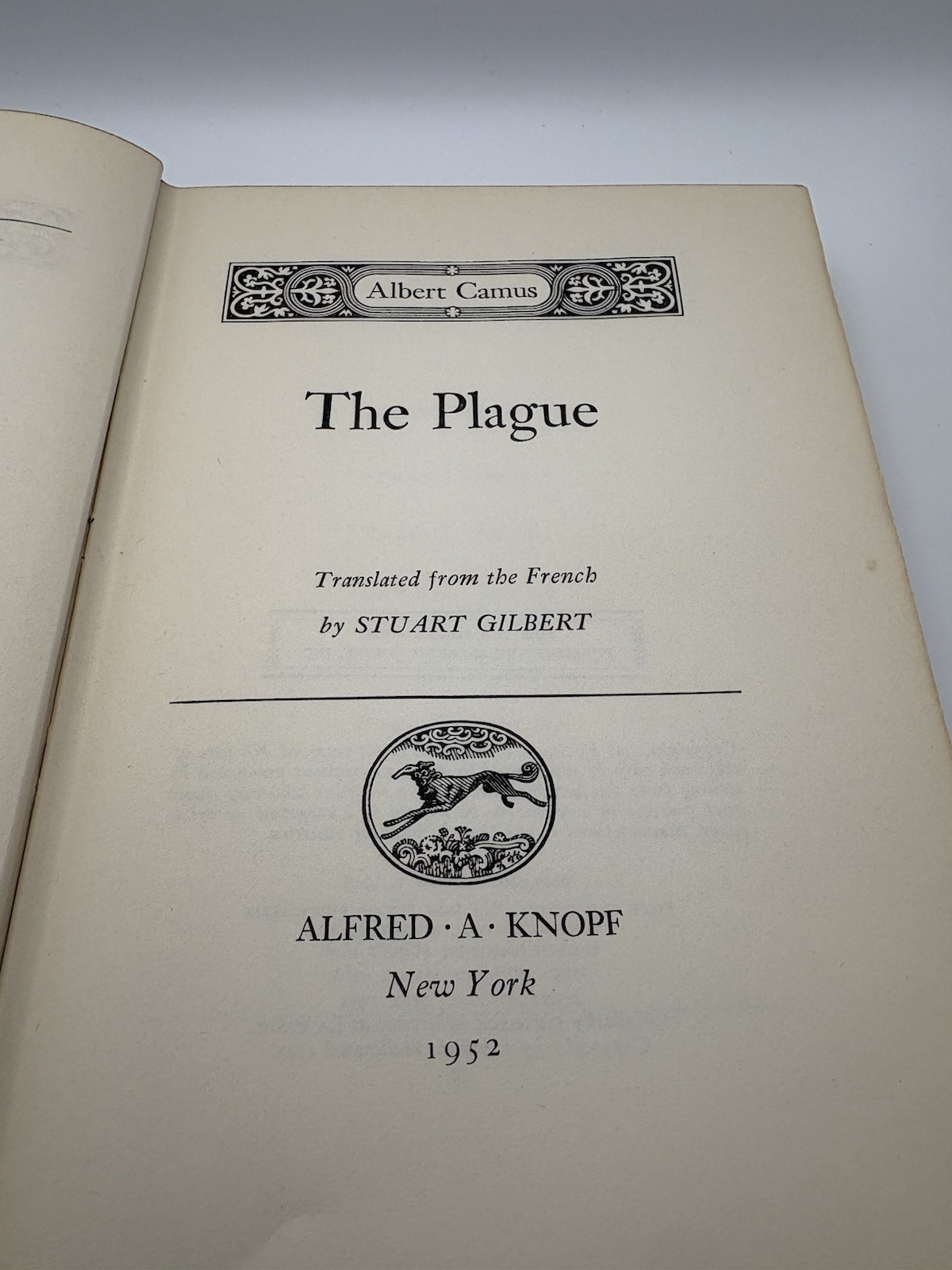 The Plague Albert Camus Alfred A. Knopf 1952 Sixth Printing Hardcover HC