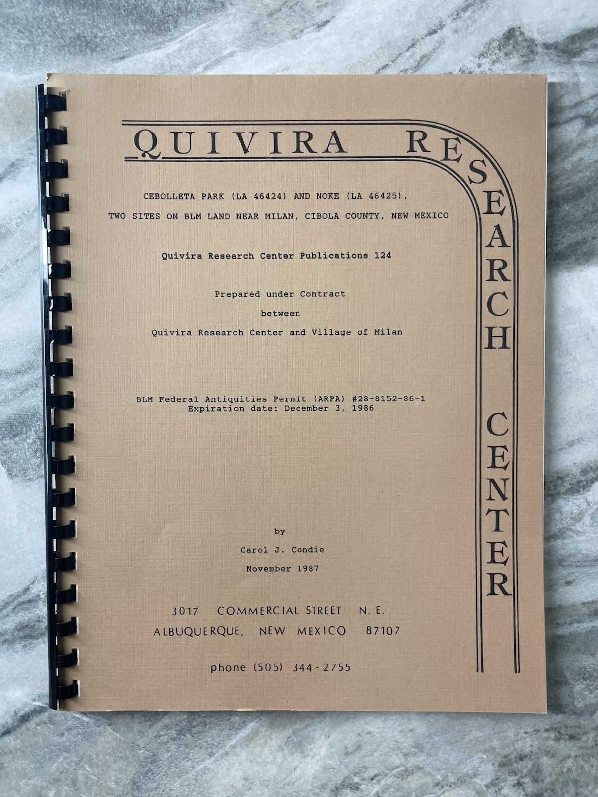Quivira Research Center Milan Cibola County NM November 1987