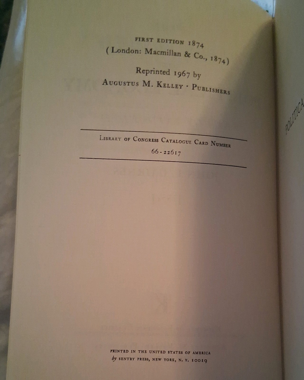 J E Cairnes 1967 Some Leading Principles of Political Economy Hardcover Newly Ex