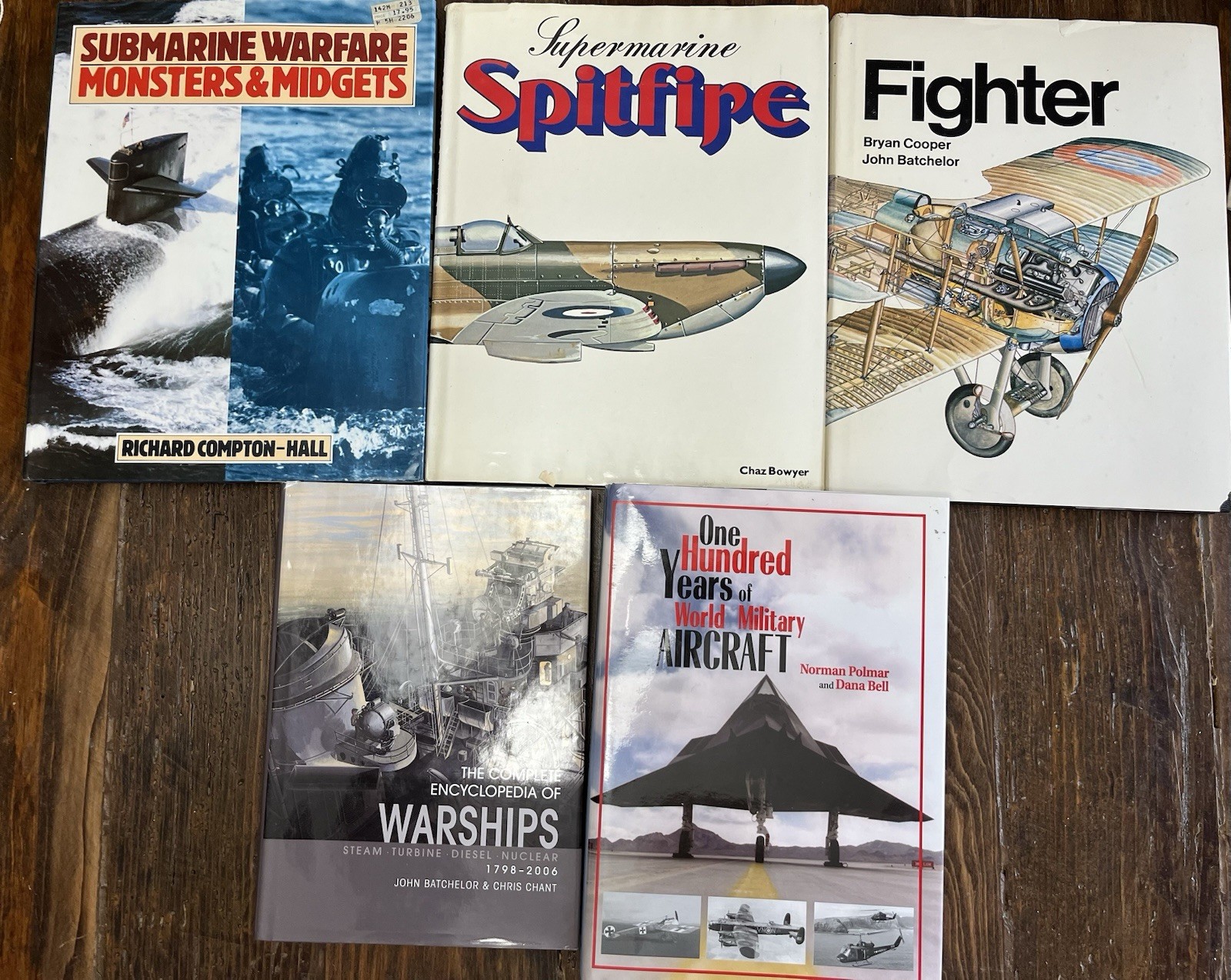 MILITARY SCIENCE HISTORY COLLECTION 5 Books Lot Fighters Submarines Warships ++