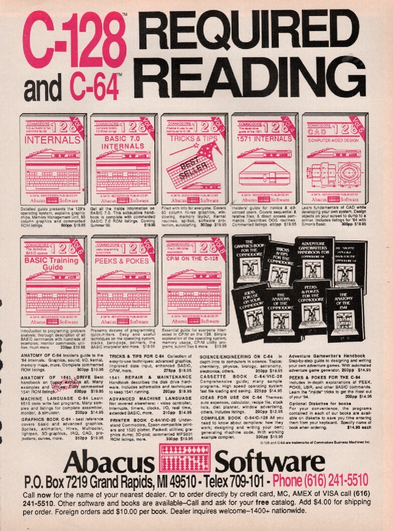 Commodore – Books – Abacus – Original Magazine Ad –
