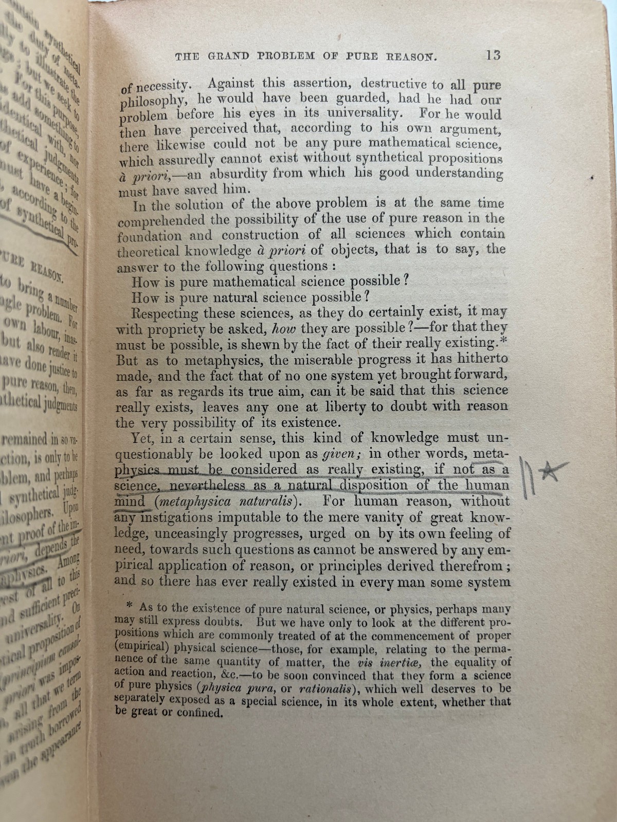 1866 Kant Critique of Pure Reason Bohn’s Philosophical Library
