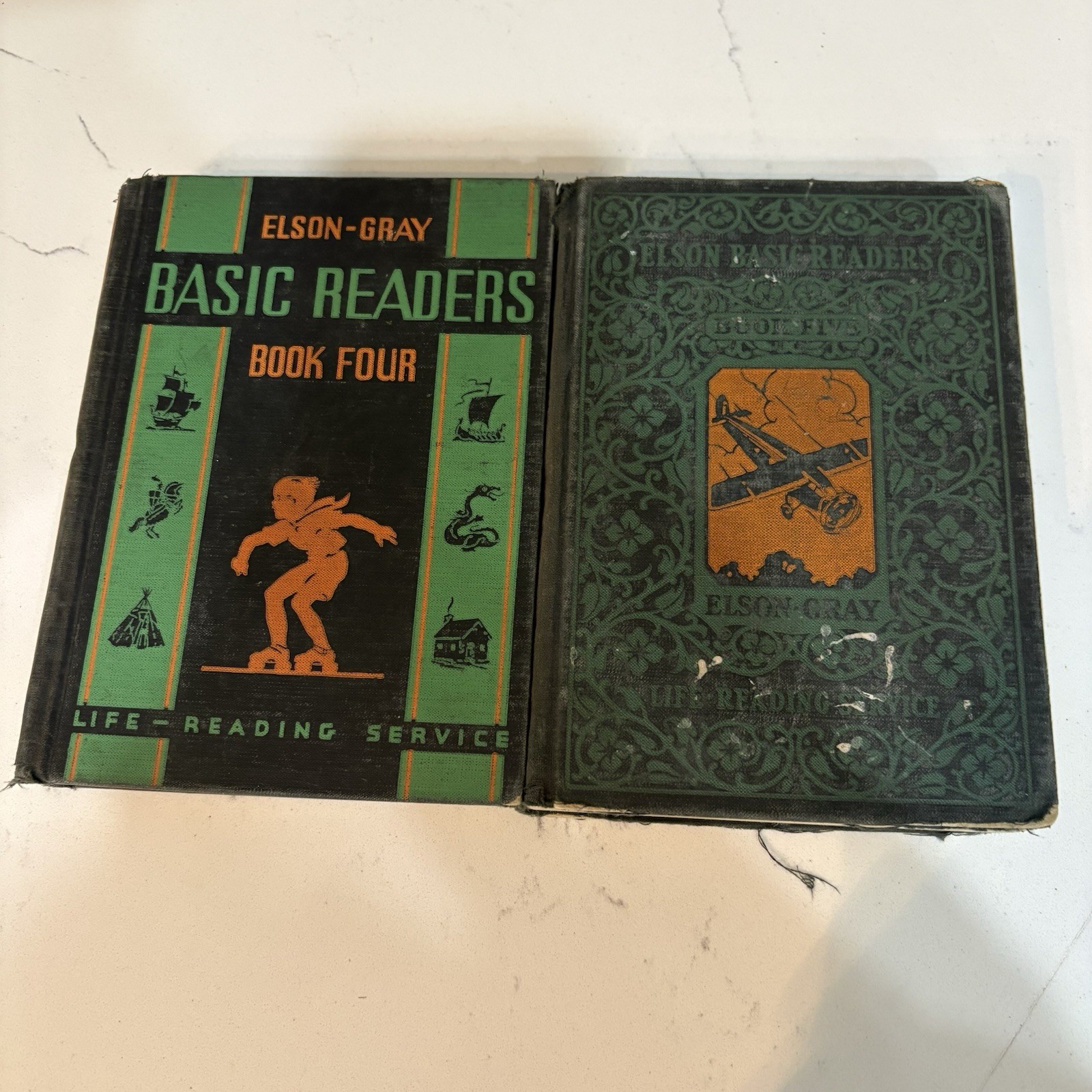 VTG Elson Gray Basic Readers Primer Book Four & Five 1931 1936 School Textbooks