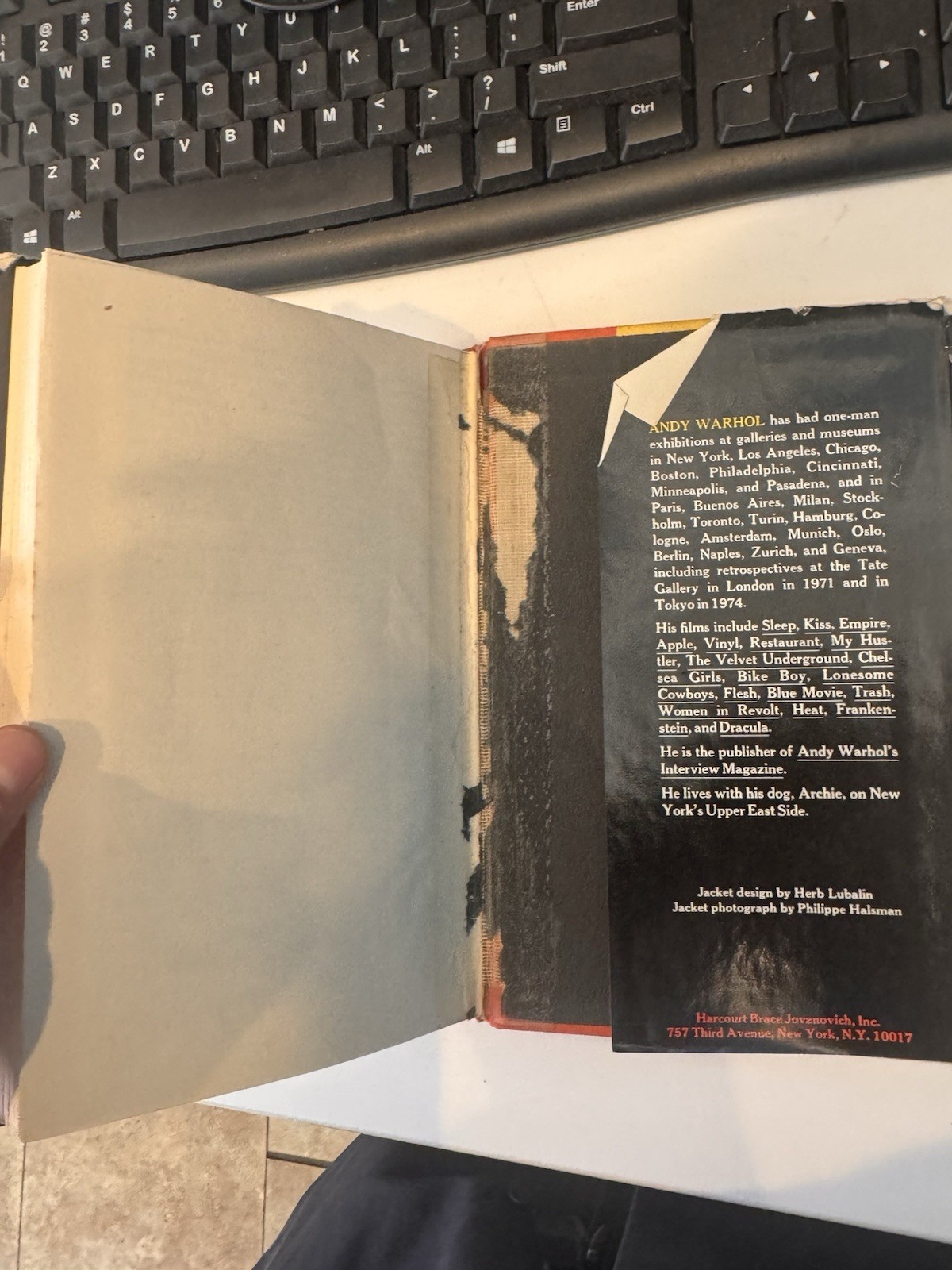 Andy Warhol The Philosophy of Andy Warhol Hardcover with Dust Jacket