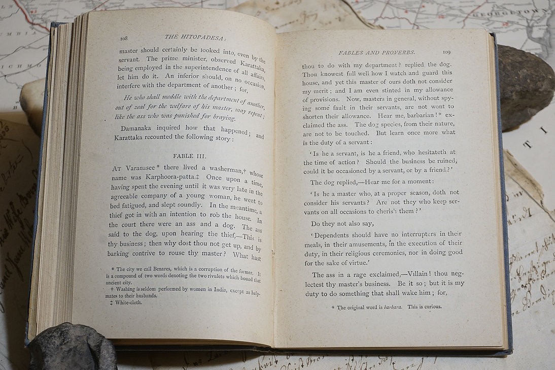 „Fables And Proverbs From The Sanskrit“ Charles Wilkins, 1885 | Hitopadesha
