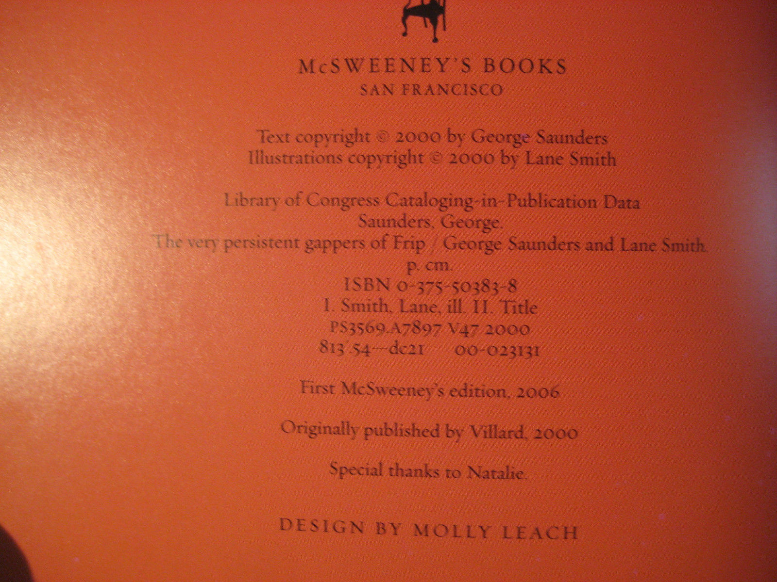 VERY PERSISTENT GAPPERS FRIP George Saunders MCSWEENEY’S 1st Edition ILLUSTRATED