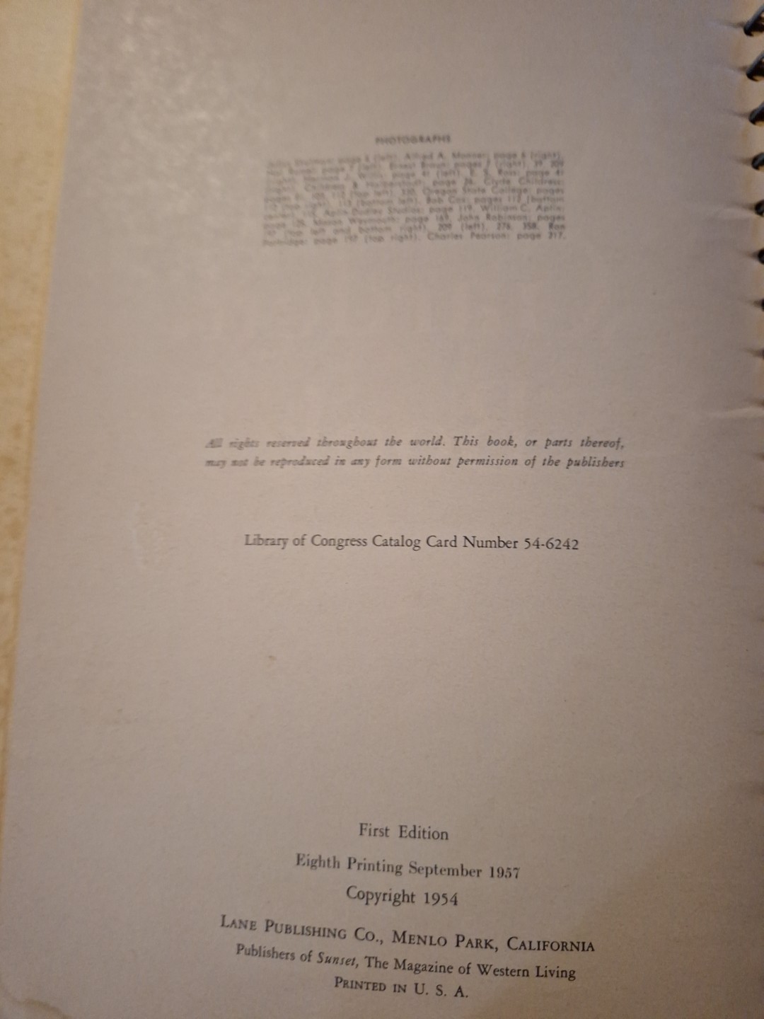 Sunset Western Garden Book First Edition published 1954 Spiral Ring Binding