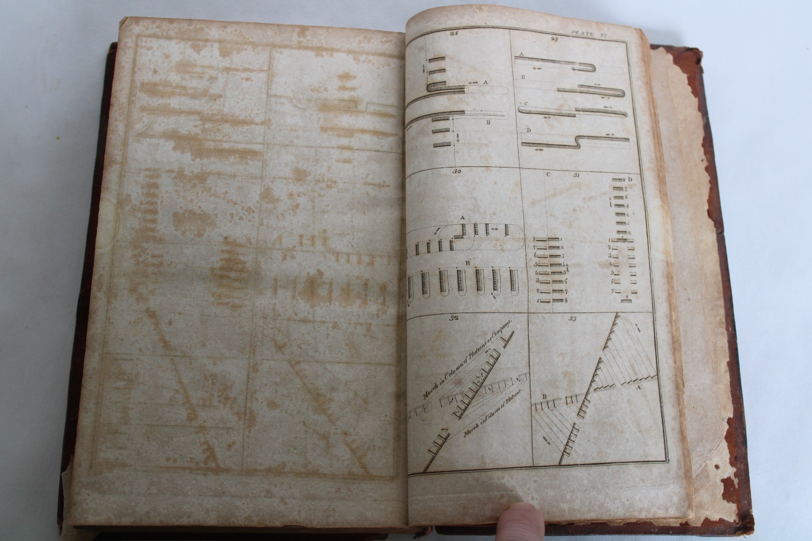 RARE Antique 1809 Military Tutor Book, USA Infantry Tactics, Thomas Town, Plates