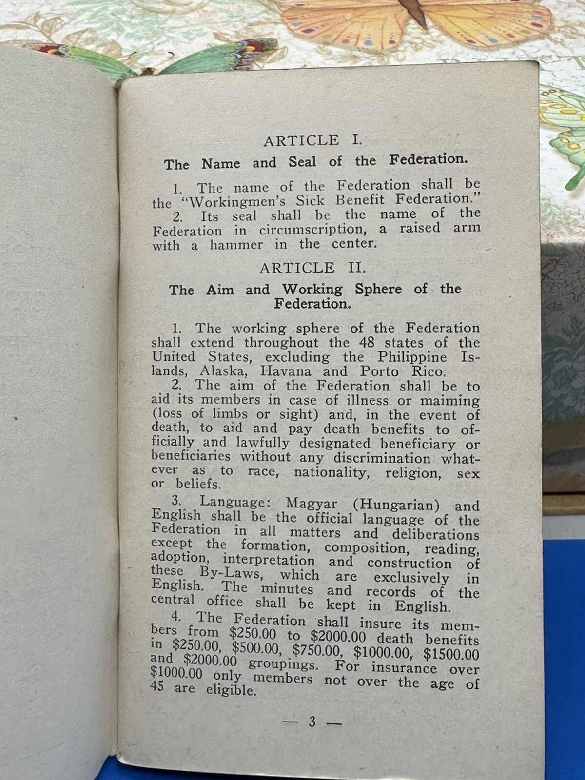 Hungarian Socialist Movement „Workingmen’s Sick Benefit Federation“ By-laws Book