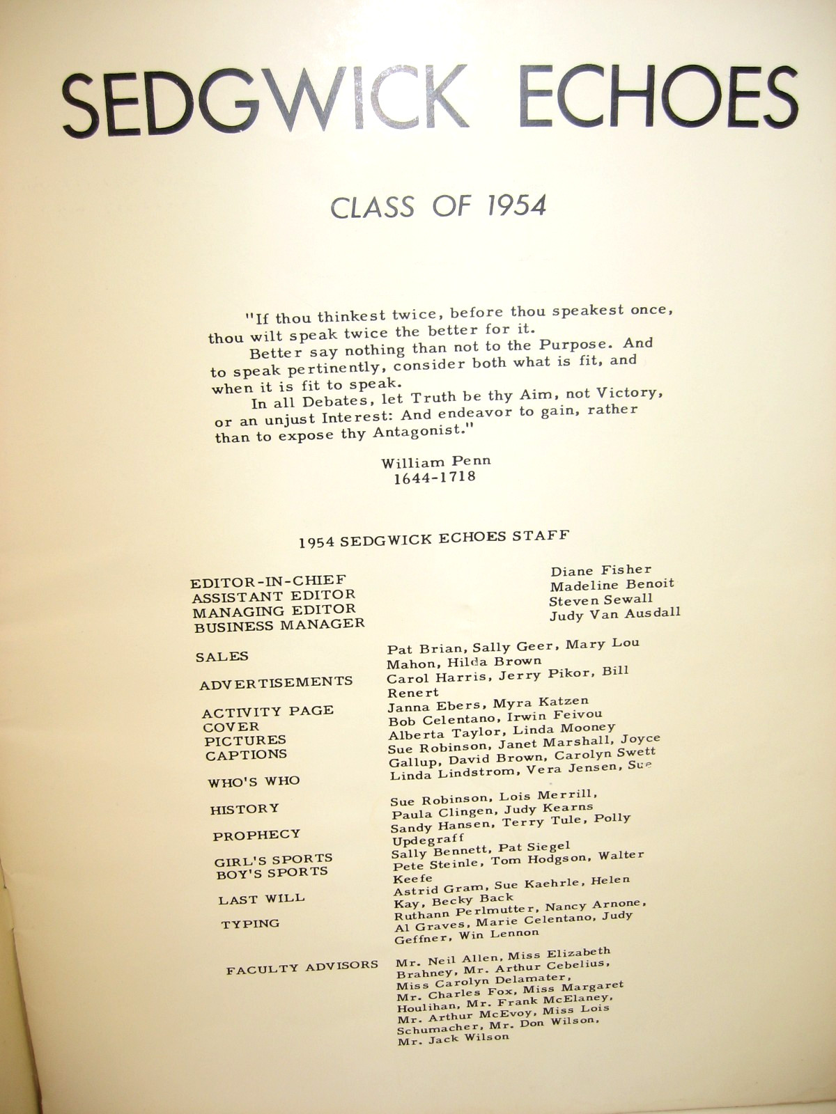 1954 Sedgwick Echoes, Sedgwick Junior High School, West Hartford, CT Yearbook
