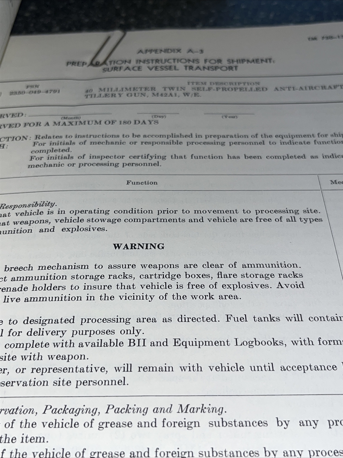 TM 750-138 Technical Manual: Procedures for Rapid Deployment, June 1969