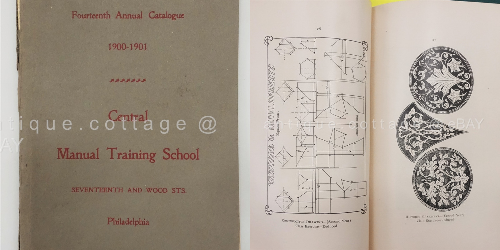 1900 antique CENTRAL MANUAL TRAINING SCHOOL phila pa CATALOG SHOP ART DRAWING