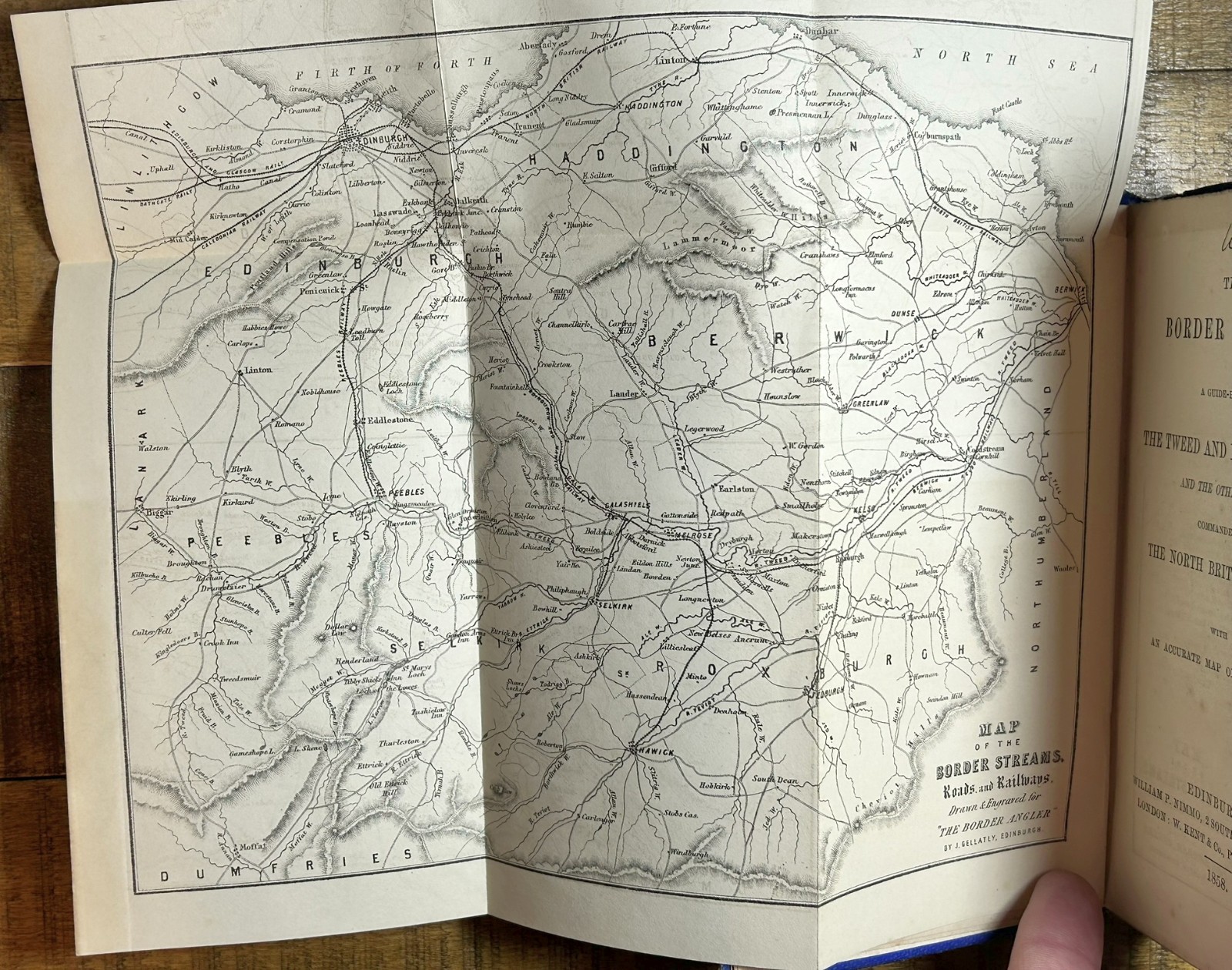 The Border Angler: Tweed and Its Tributaries 1858 Andrew Bertram Fold-out Map