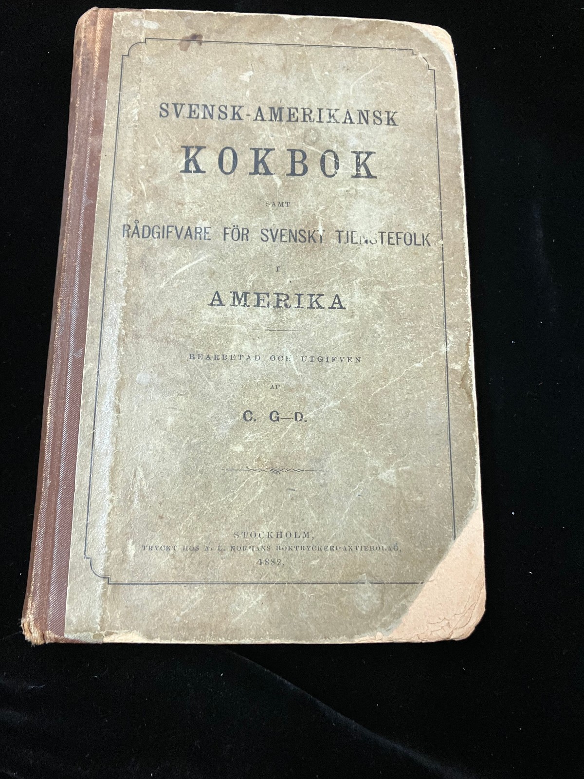 1882 Swedish + English Cookbook for Swedish Servants in America, C.G. Grimsköld