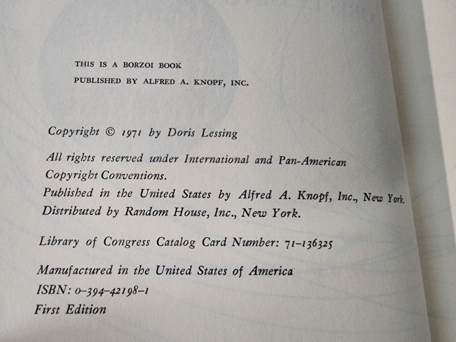 BRIEFING FOR A DESCENT INTO HELL Doris Lessing NOBEL PRIZE 1st Edition NOVEL