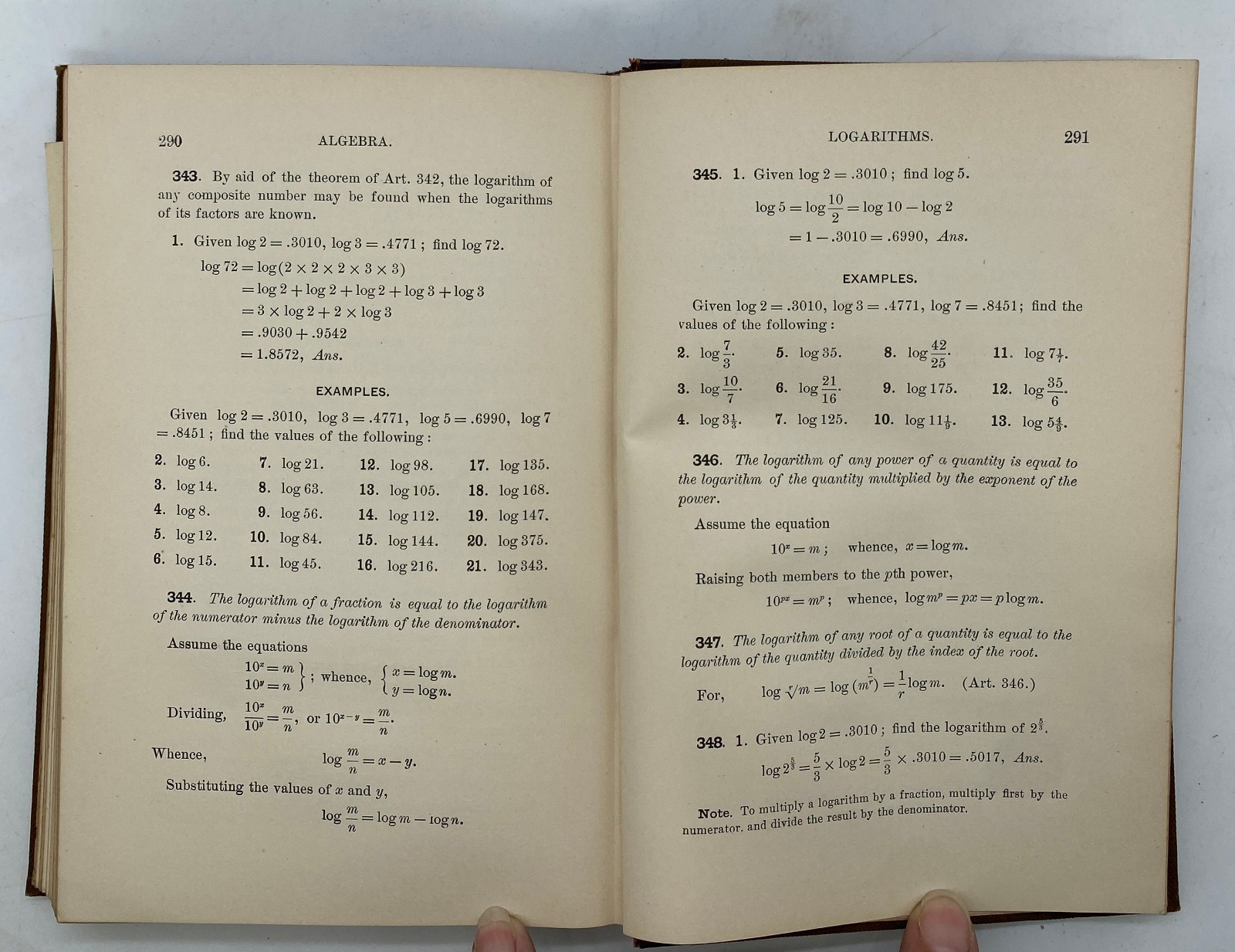 1885 Complete Course in Algebra by Webster Wells Leather Spine Antique Book