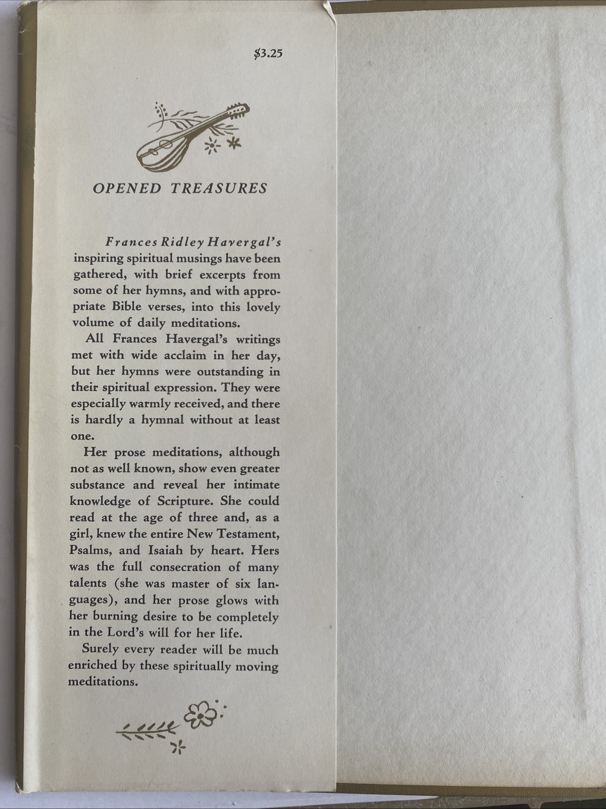 Opened Treasures : 366 Meditations by Frances Ridley Havergal 1962 Vintage HC 1s