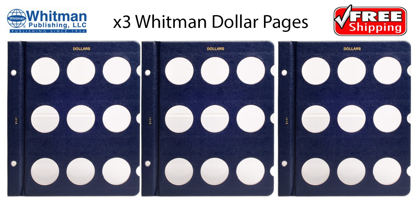 x3 Whitman Blank Album Page For US Dollar Coins Presidential Morgan Peace New