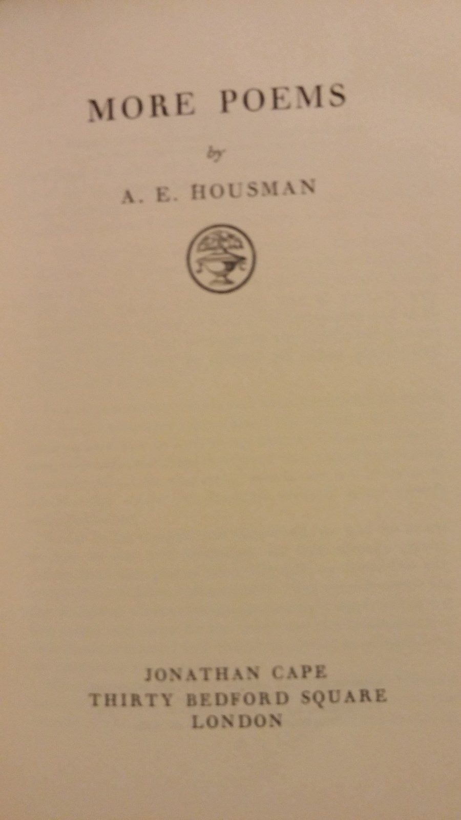 More Poems by A.E. Housman 1936 Quarter leather with linen First Edition 325/370
