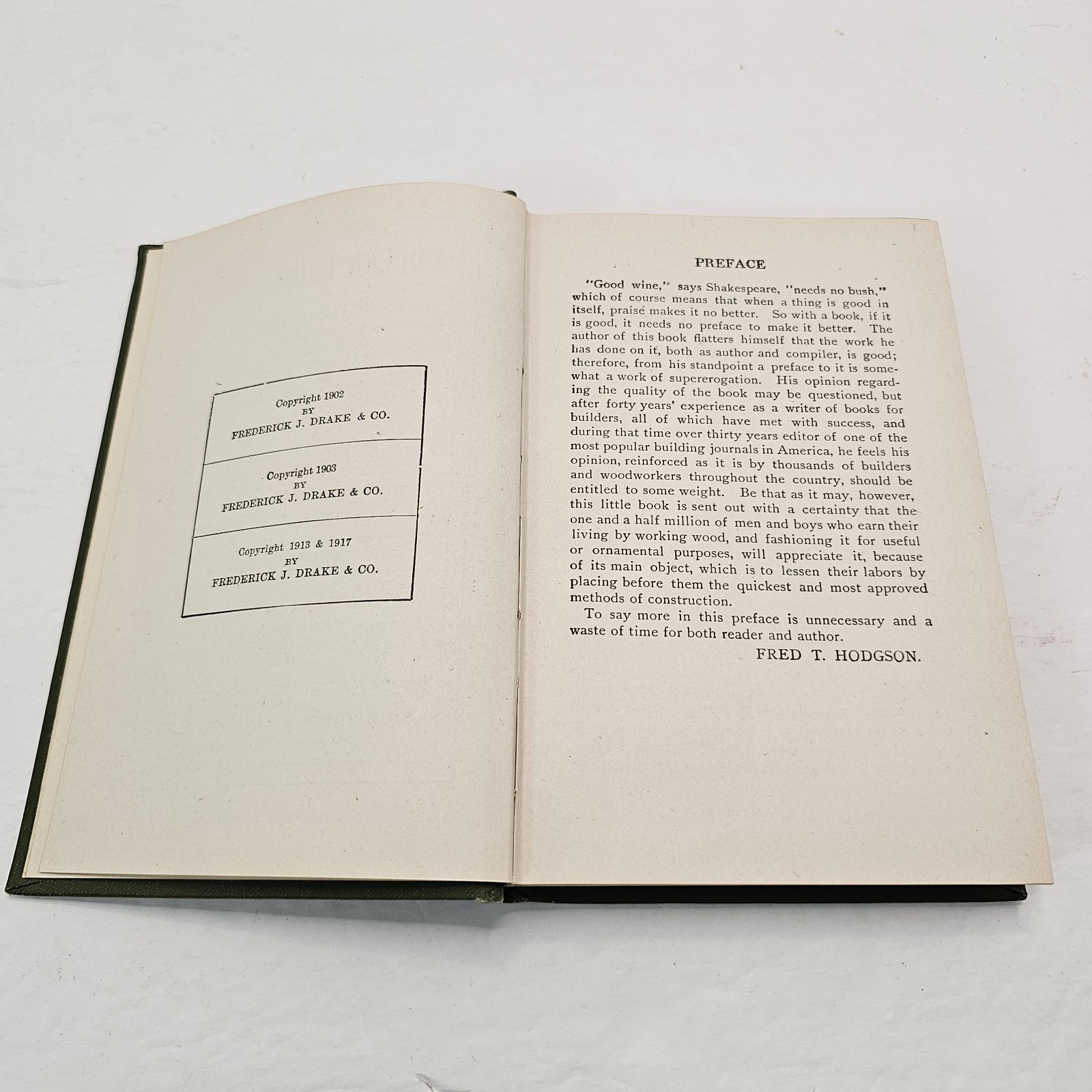 Modern Carpentry A Practical Manual Fred Hodgson 1917 Illustrated Hard Cover