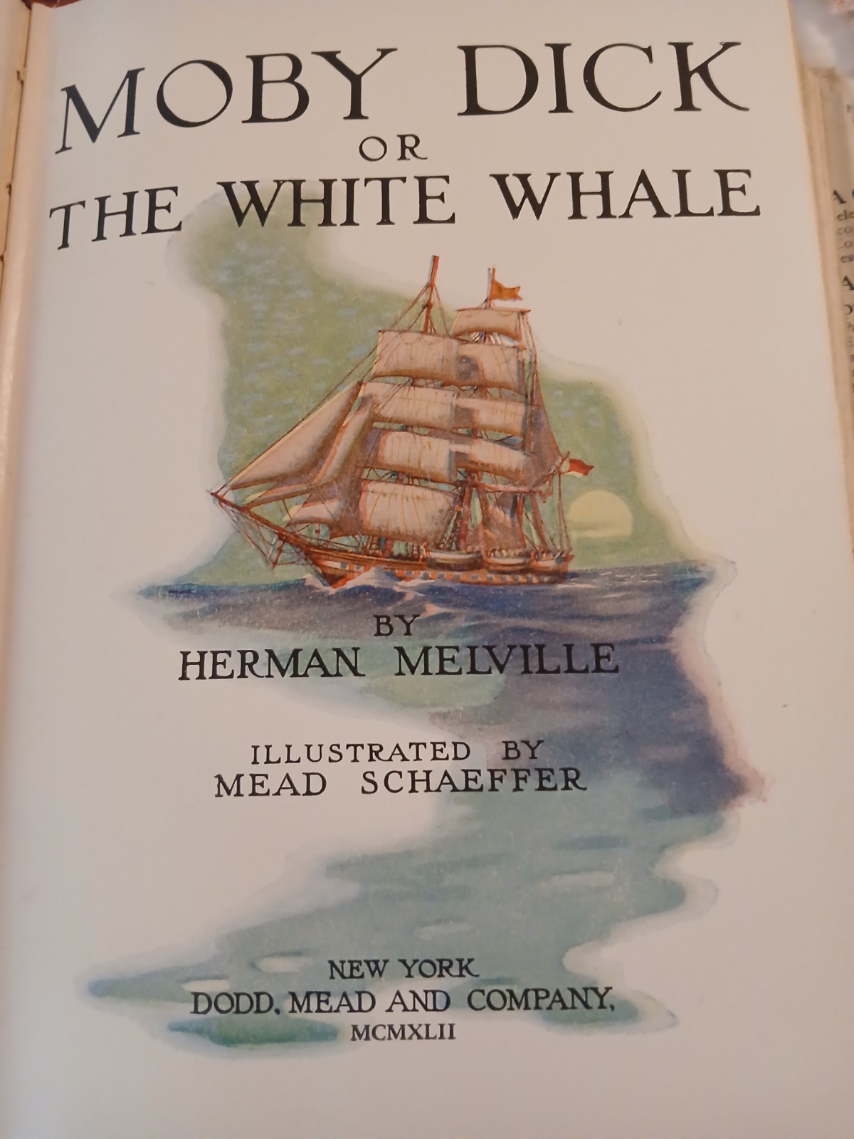 Moby Dick or The White Whale Herman Melville Dodd Mead Schaeffer Illust 1942 HC