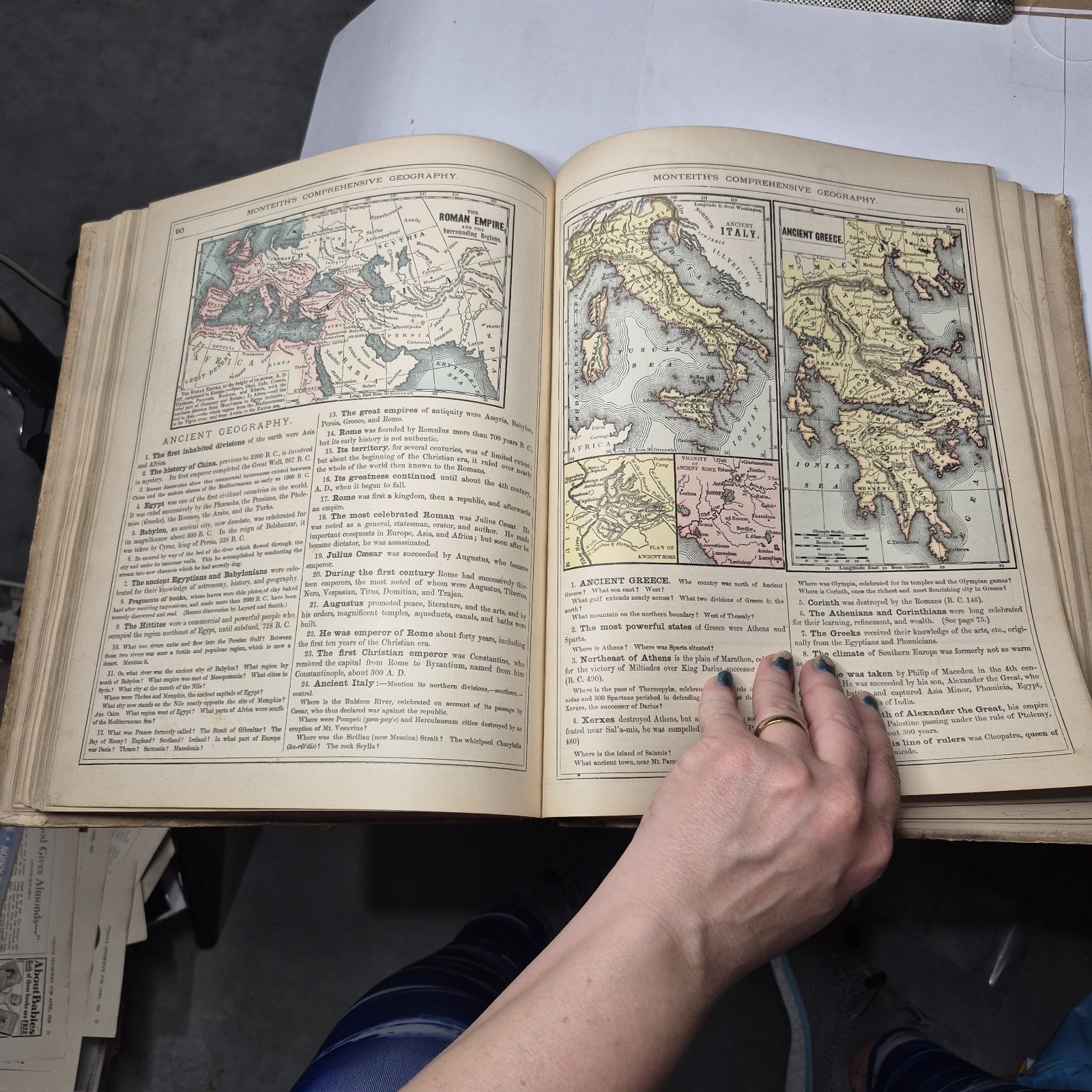 1872 Monteith’s Comprehensive Geography New England Edition Atlas Color Maps C03