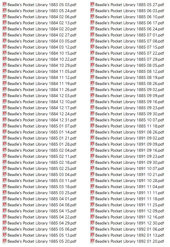 BEADLE’S POCKET LIBRARY 138 Unique Issue Collection On USB Flash Drive