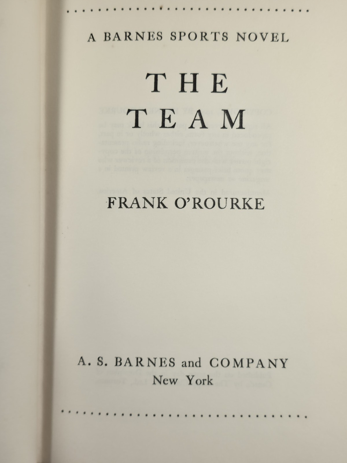 Signed 1949 The Team Frank O’Rourke Baseball Sports Novel Phillies First Edition