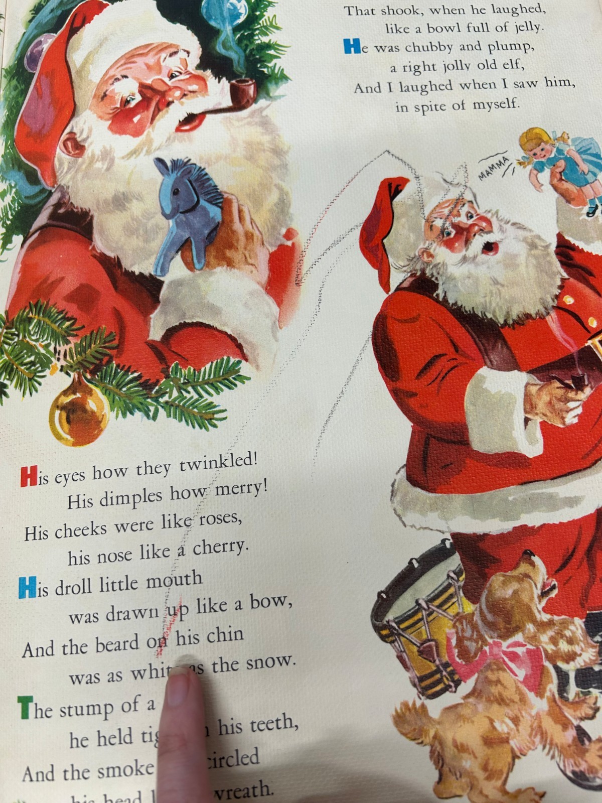 Vtg 1961 Merrill USA The Night Before Christmas Linen Childrens Book Illustrated